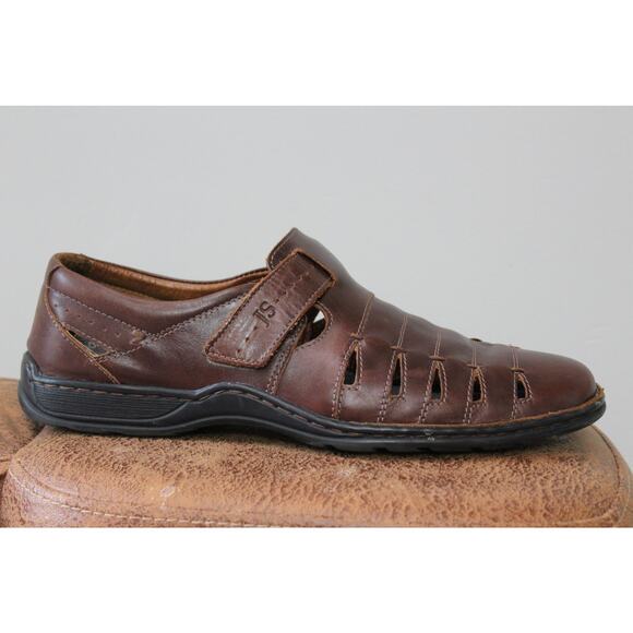 Josef Siebel Men's Size 43 Brown Leather Fisherman Sandals with Insoles - Picture 4 of 7